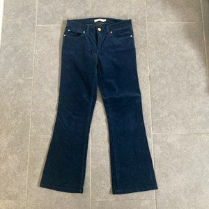 EUC Tory Burch Boot Leg Stretch Corduroy Pants, Navy Blue, 25